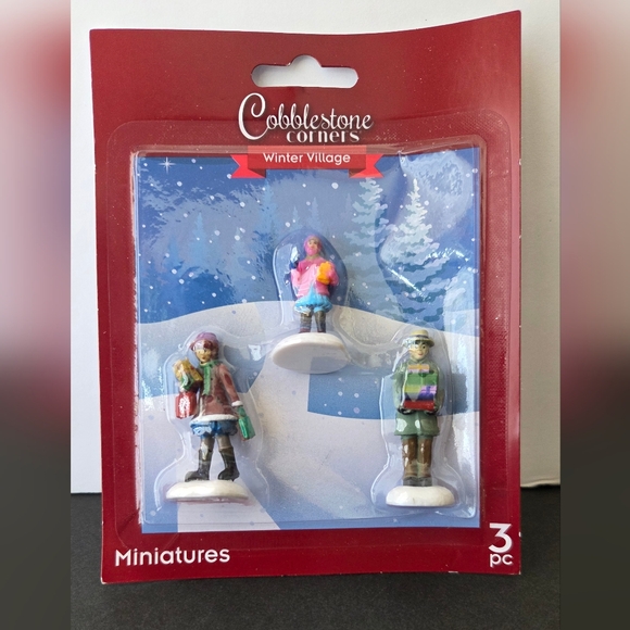 Cobblestone Corners Christmas Winter Village Figurines 3pc Set Home Decor Accent - Picture 1 of 8